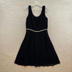 90s Y2K Vintage Dressbarn Dress 12 L Large Black Mesh A-Line Bridesmaid Formal